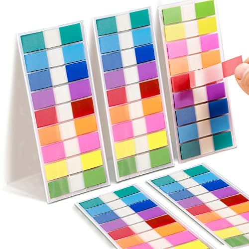Golcellia Writable Sticky Tabs, 900 Pcs Transparent Sticky Page Marker Tabs for Document Organization, Teacher Supplies, Study Aids, Office Supplies, Colorful Tabs - Image 1