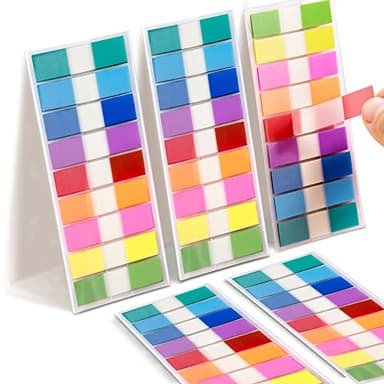 Golcellia Writable Sticky Tabs, 900 Pcs Transparent Sticky Page Marker Tabs for Document Organization, Teacher Supplies, Study Aids, Office Supplies, Colorful Tabs - Image 1
