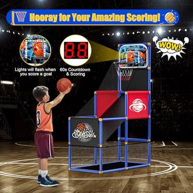 Kids Arcade Basketball Hoop with 4 Balls, Indoor Outdoor Single Shot Basketball Game for Toddler,Carnival Games Sport Toys Gifts for Boys Girls Ages 3-8 Years Old,Ideal for Competition,Pump Included - Image 3