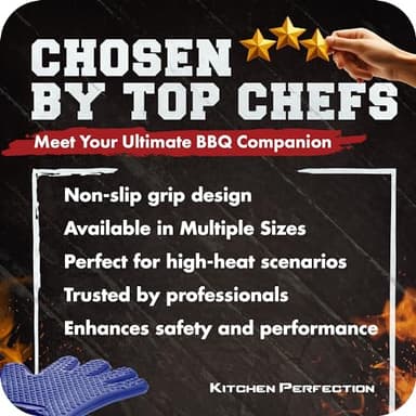 KITCHEN PERFECTION Silicone Smoker Oven Gloves -Extreme Heat Resistant Bbq Gloves -Handle Hot Food Right on Your Smoker Grill Fryer Pit|Waterproof Oven Mitts Grill Gloves |Superior Value Set+3 Bonuses - Image 8
