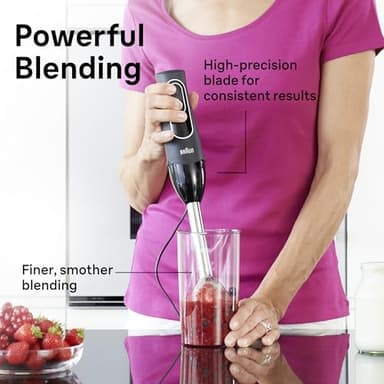 Braun MultiQuick 5 Immersion Hand Blender with Dual Speed + Turbo and Patented Technology, 350W - Includes Beaker and Whisk, Black, MQ505 - Image 5