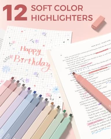 Four Candies 56 PCS Aesthetic School Supplies with Cute Pencil Case, 6 Multicolor Pen, 12 Pastel Highlighters, 5 Gel Pens Black Ink, 9 Mechanical Pencils for Student Stationary Set Preppy Stuff (Pink) - Image 6