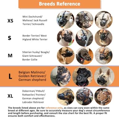 BARKLESS Dog Muzzle, Basket Muzzle for Biting, Chewing and Scavenging, Humane Cage Mouth Cover, Perfect for Grooming and Training Large Aggressive Reactive Dogs (L, Black) - Image 6