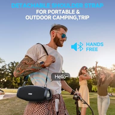W-KING Portable Speakers Bluetooth Wireless, 120W Max Loud Waterproof Bluetooth Speaker Boombox, IPX6 Party Large Outdoor Speaker,70W Triple Passive Radiator/Subwoofer*2-Deep Bass/DSP/2 Pairing/42H/EQ - Image 10