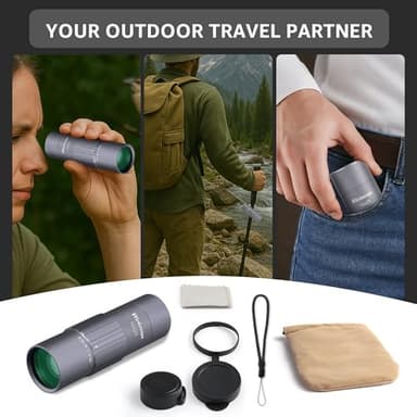 10x25 Monocular Telescope, Mini Pocket Small Size Compact Handheld Portable Lightweight ED Glass HD Optics BAK-4 Roof Prism High Powered Waterproof for Adults Camping Hiking Travel Bird Watching - Image 8