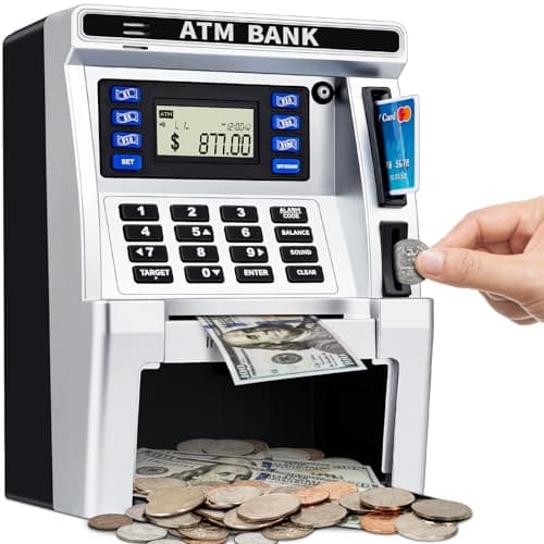 BAODLON Piggy Bank for Kids, ATM Machine Bank for Real Money with Debit Card, Bill Feeder, Coin Recognition, Balance Calculator, Electronic Savings Safe Box, Cool Stuff Toys Gifts for Teen Boys Girls - Image 1
