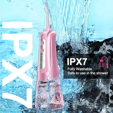 Water Dental Flosser Pick for Teeth: 4 Modes Cordless Portable Water Flossers Teeth Cleaner Rechargeable 300ML IPX7 Waterproof Oral Irrigator Flossing Cleaning Picks for Home Travel - Image 6