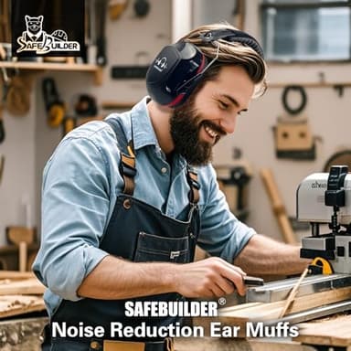 SAFEBUILDER Safety Ear Muffs SNR 33dB Noise Reduction Earmuffs Adults Sound Proof For Sleeping Outdoor Working Shooting Industrial (1, 1-Black Combine Red) - Image 7