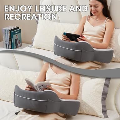 cooloo8 Lap Desk, Laptop Lap Desk Lap Desk with Cushion, Laptop Pillow for Lap, Portlands Portable Desk Pad, Gaming Pillow Work Pillow for Bed, Couch, Car(White Gray) - Image 7