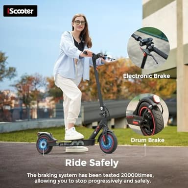iScooter Electric Scooter, 12 Miles Long Range, 18 Mph Top Speed, Commuting Electric Scooter with Cuise Control, Double Braking Systems Escooter for Adults and Teens - i8 - Image 3