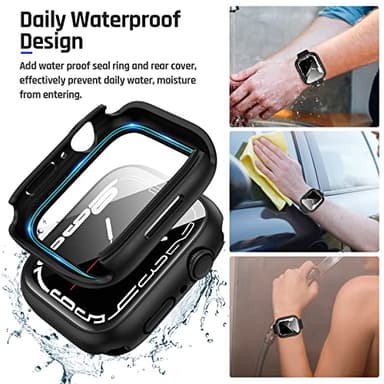 Goton 2 in 1 Waterproof Case for Apple Watch Screen Protector Series 6/5/4, SE 3/2/1 40mm, 360 Protective Glass Face Cover Hard Bumper + Back Frame for iWatch Accessories 40 mm - Image 4