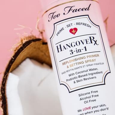 Too Faced Hangover 3-in-1 Primer & Setting Spray | Soothing & Hydrating Setting Spray for Face Makeup | Coconut Water | 4 Fl Oz, Clear - Image 3