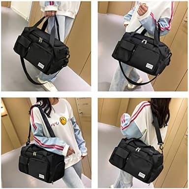 Small Gym Bag for Women, Travel Duffle Bag Carry On Weekender Bag with Shoe Compartment - Image 4