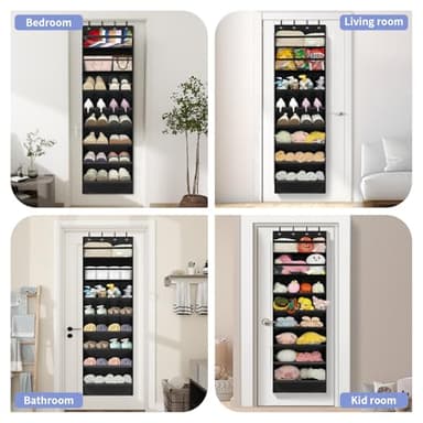 FENTEC 1 Pack 8 Shelves Over The Door Shoe Organizer, 68" Exlarge Deep Pockets Hanging Shoe Organizer, Shoe Rack for Closet, Shoe Holder for Boots,Over Door Organizer in Home, RV, Dorm, Black - Image 7