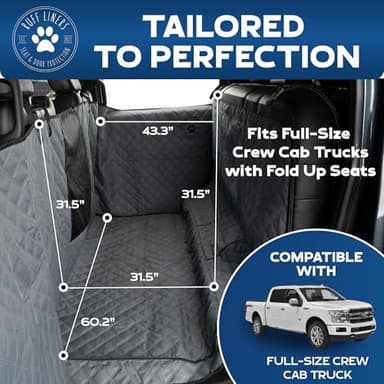 Ruff Liners XL Floor Cover with Door Protection, Gray – As Seen on Shark Tank – Fits Full‑Size Crew Cab Trucks with Fold‑Up Seats – Waterproof & Machine Washable – Sturdy XL Dog Hammock for Truck - Image 6