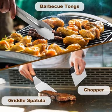 14PCS Griddle Accessories Kit, Flat Top Grill Accessories Set for Blackstone and Camp Chef, Grill Spatula Set with Enlarged Spatulas, Scraper for Outdoor Barbecue - Image 4