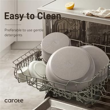 CAROTE 15pcs Pots and Pans Set, Nonstick Cookware Set Detachable Handle, Induction Kitchen Cookware Sets Non Stick with Removable Handle, RV Cookware Set, Oven Safe, Taupe - Image 6