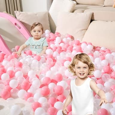 STARBOLO Ball Pit Balls for Kids - 100 Pieces Crush Proof Stress Balls BPA&Phthalate Free Non-Toxic Soft Plastic Ball for Baby Birthday Pool Play Water Toy Wedding Playpen Pit Accessories (Pink) - Image 9