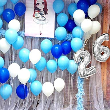 OuMuaMua 62pcs Blue Silver White Confetti Balloons Kit, 12 Inch White Royal Blue Metallic Silver Confetti Balloons for Boy Birthday Baby Shower Graduation Party Supplies - Image 6