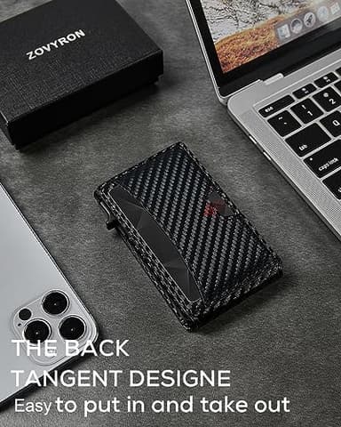 ZOVYRON Slim Wallet For Men Pop Up Card Wallet Minimalist RFID Blocking Credit Card Holder with ID Window,Bifold Carbon Fiber Front Pocket Wallet - Image 5