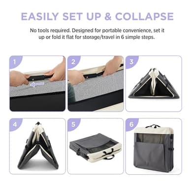 Lesure Collapsible Travel Dog Crate for Small Dogs, Portable Soft Dog Crate for Outdoor & Indoor, Folding Fabric Dog Kennel with Handle, 36 Inch Heavy Duty Pet Carrier (Grey) - Image 5
