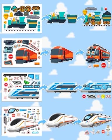 Aowplc Train Stickers for Kids – 32 Sheets Make-a-Train Mix & Match Kit – Fun Party Favors & Activities - Image 6