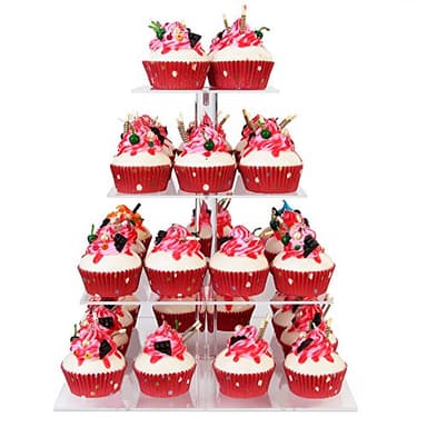 YestBuy 4 Tier Cupcake Stand, Acrylic Cupcake Tower Stand, Premium Cupcake Holder, Clear Cupcake Display Tree Tower Stand For 52 cupcakes, Display for Pastry Wedding Birthday Party - Image 7