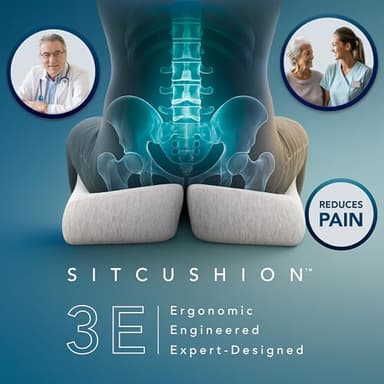 SitCushion Car Seat Cushion for Driving — Orthopedic Memory Foam Car Seat Pad for Sciatica, Tailbone, and Back Pain Relief for Long Drives. Bonus: with Extra Non-Slip/Washable Cover(Black) - Image 3