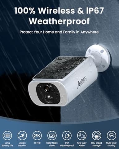 ANRAN 2K Cameras for Home Security Outside, Solar Security Cameras Wireless Outdoor, Battery Powered WiFi Surveillance with Human Detection, Color Night Vision, Spotlight, Works with Alexa (4 Pack) - Image 5