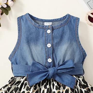 Baby Girl Dress 12 Month Infant Summer Sleeveless Denim Leopard Sundress 1 Year Old Outfits Cute Clothes 12-18 Months - Image 8