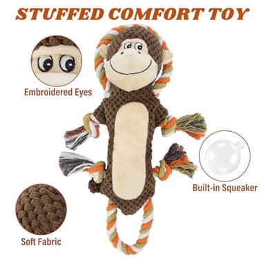 CneeeeeB Squeaky Durable Dog Toy Large Breed, Tug of War Dog Interactive Toy, Stuffed Plush Puppy Toy with Crinkle Paper for Small, Middle, and Big Dogs Monkey,Orangutan Shape - Image 2