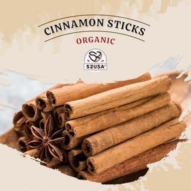 52USA Organic Cinnamon Sticks, Cinnamon 8oz (226g), Cinnamon Sticks Whole, 100% Raw, USDA & Kosher Certified, Gluten Free, Non-GMO, Pure & Fresh Cinnamon, Perfect for Baking, Cooking & Beverages - Image 3