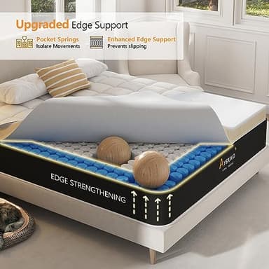 Ayeawo Firm King Size Mattress, 12 Inch Hybird King Bed Mattress with Gel Memory Foam and Pocket Springs, Comfort Bed in a Box, Pressure Relief and Motion Isolation, 365-Night Trial, CertiPUR-US - Image 6