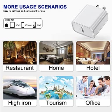 3Pack iPhone 16/15 Charge Block,USB C Charger,i Phone Charger Adapter Quick Fast Charger Adapter Plug 20W Power Delivery Type C Fast Charging Block for iPhone 16/15/14/13/12,iPad Pro/Air/Mini/AirPods - Image 7