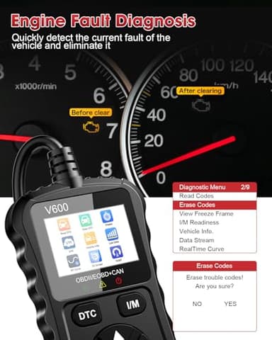 XIAUODO OBD2 Scanner Car Code Reader Support Voltage Test Plug and Play Fixd Car CAN Diagnostic Scan Tool Read and Clear Engine Error Codes for All OBDII Protocol Vehicles Since 1996(Black) - Image 4
