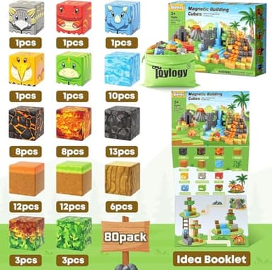 Dinosaur Toys Magnetic Blocks-Build Mine Magnet World Volcano Edition Kids Toy for 3+ Year Old Boys and Girls Building Blocks Toddler Toys Games Through Jurassic Learning Sensory Toy Gifts - Image 7