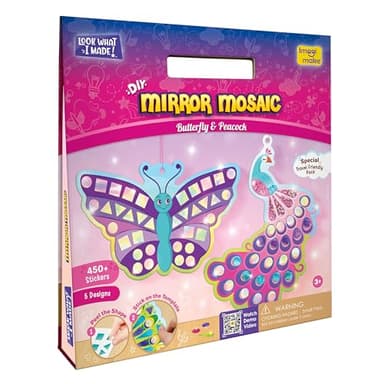 Imagimake Mirror Mosaic Butterfly & Peacock Kids Art Set | DIY Craft Kit | Foil Stickers for Kids | Mosaic Kit | Travel Toys | Birthday Gift for Girls and Boys Ages 3,4,5,6,7,8 - Image 7