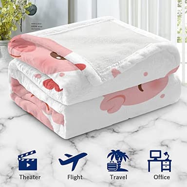 Xikowoxs Pig FleeceThrow Blanket, Pink Pig Cute Girls Adults Kids, Warm Cute Pig Pattern, 60x50 - Image 5