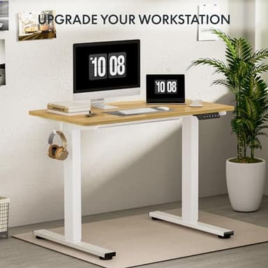 FLEXISPOT EN1 Whole-Piece Standing Desk, 48 x 24 Inches Height Adjustable Desk Stand up Desk Home Office Table for Computer Laptop (White Frame + Maple Desktop) - Image 5