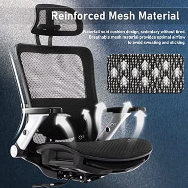 COLAMY Ergonomic Mesh Office Chair with Footrest, High Back Computer Executive Desk Chair with Headrest and 4D Flip-up Armrests, Adjustable Tilt Lock and Lumbar Support-Black - Image 4