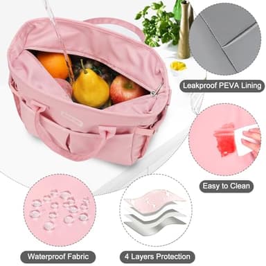 MAXTOP Lunch Bag Women for Work Insulated Thermal Lunch Box with Wide-Open Pocket Reusable Leakproof Cooler Bags with Removable Shoulder Strap for Teacher Nurse Office Picnic Travel Pink - Image 5
