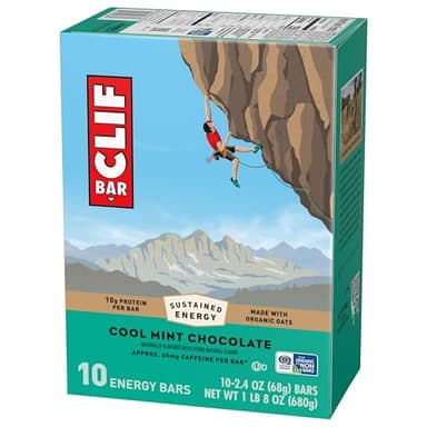 CLIF BAR - Energy Protein Bars - Cool Mint Chocolate with Caffeine - Made with Organic Oats - Energy Bars - Non-GMO - (10 Pack) - Image 10