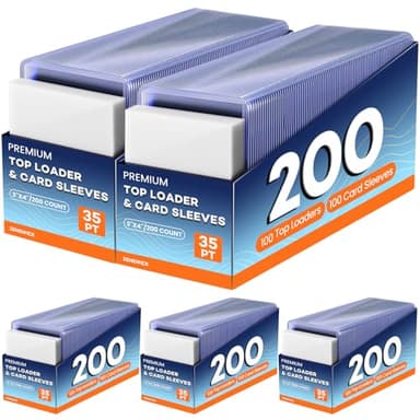 1000 Card Sleeves Top Loaders for Cards, 3" x 4" Hard Plastic Toploaders, Baseball Card Protectors, Trading Card Holder for Football Sports Cards (500 Toploaders + 500 Penny Sleeves) - Image 1