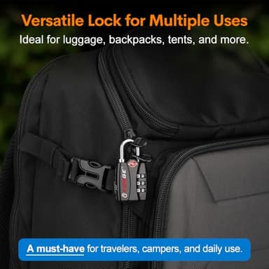 Forge TSA Luggage Combination Lock - Open Alert Indicator, Easy Read Dials, Alloy Body- Ideal for Travel, Lockers, Bags (Black 4PK) - Image 5