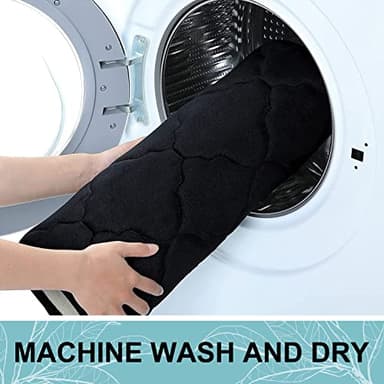 OLANLY Memory Foam Bath Mat Rug 47x24, Ultra Soft and Absorbent Bathroom Rugs, Non-Slip, Comfortable, Machine Washable Bath Carpet for Bathroom Floor, Tub, Shower and Home Decor Accessories, Black - Image 7