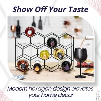 Gusto Nostro Countertop Wine Rack - 14 Bottle Freestanding Modern Black Metal Small - 3 Tier Tabletop Wine Holder Stand for Cabinet, Pantry - Wine Racks Countertop - No Assembly Required - Image 2