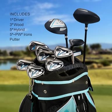 KVV Women’s Complete Golf Clubs Package Set Includes Driver, Fairway, Hybrid, 5#-P# Irons, Putter, Cart Bag, Head Covers, Right Handed - Image 2