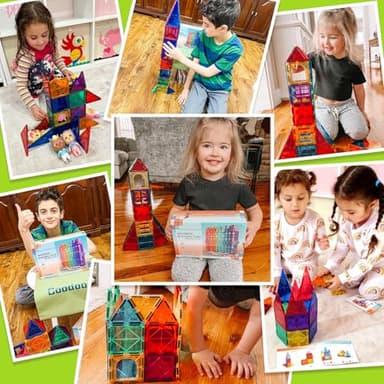 Magnetic Tiles Kids Toys STEM Magnet Toy for Toddler Magnetic Blocks Building Preschool Learning Sensory Montessori Toys for 3+ Year Old Boys and Girls, Safe Creativity Toddler Kids Toy 40PCS - Image 7