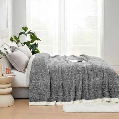 Snuggle Sac Queen Size Bedding Blanket Black, Super Soft Warm Cozy Bed Blankets Oversized Fuzzy Plush Blankets for Bed, Bedroom, Heather Black, 90x90 inches - Image 2