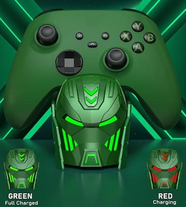 Rechargeable X1 Controller Charger Station with 2X 5520mWh Battery Pack Accessories Storage - Compatible with X1 Series X/S/One/One X/One S Elite with 4 Battery Covers (Green) - Image 2